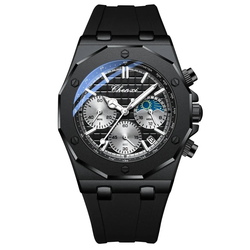CHENXI 968 relojes de lujo para hombre, relojes de pulsera deportivos a la moda, cronógrafo masculino de cuarzo, reloj de silicona para hombre, reloj luminoso Masculino