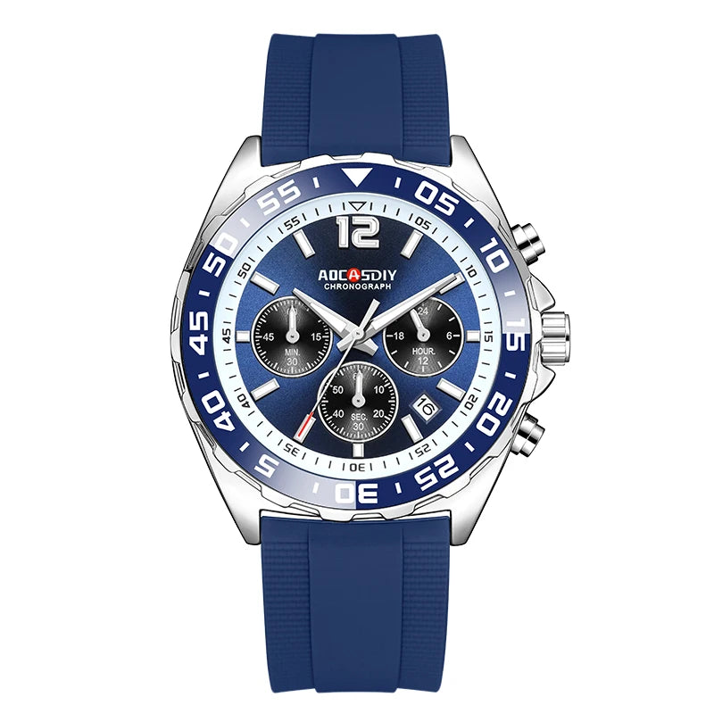 Reloj de cuarzo para hombre, cronógrafo con revestimiento dorado, movimiento japonés, esfera negra y verde
