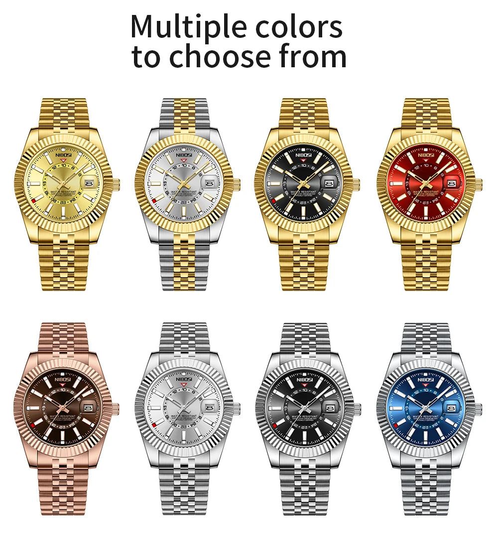 Reloj de pulsera NIBOSI de lujo para Hombre, Reloj deportivo resistente al agua con fecha luminosa para Hombre, relojes de cuarzo de acero inoxidable para Hombre, Reloj para Hombre