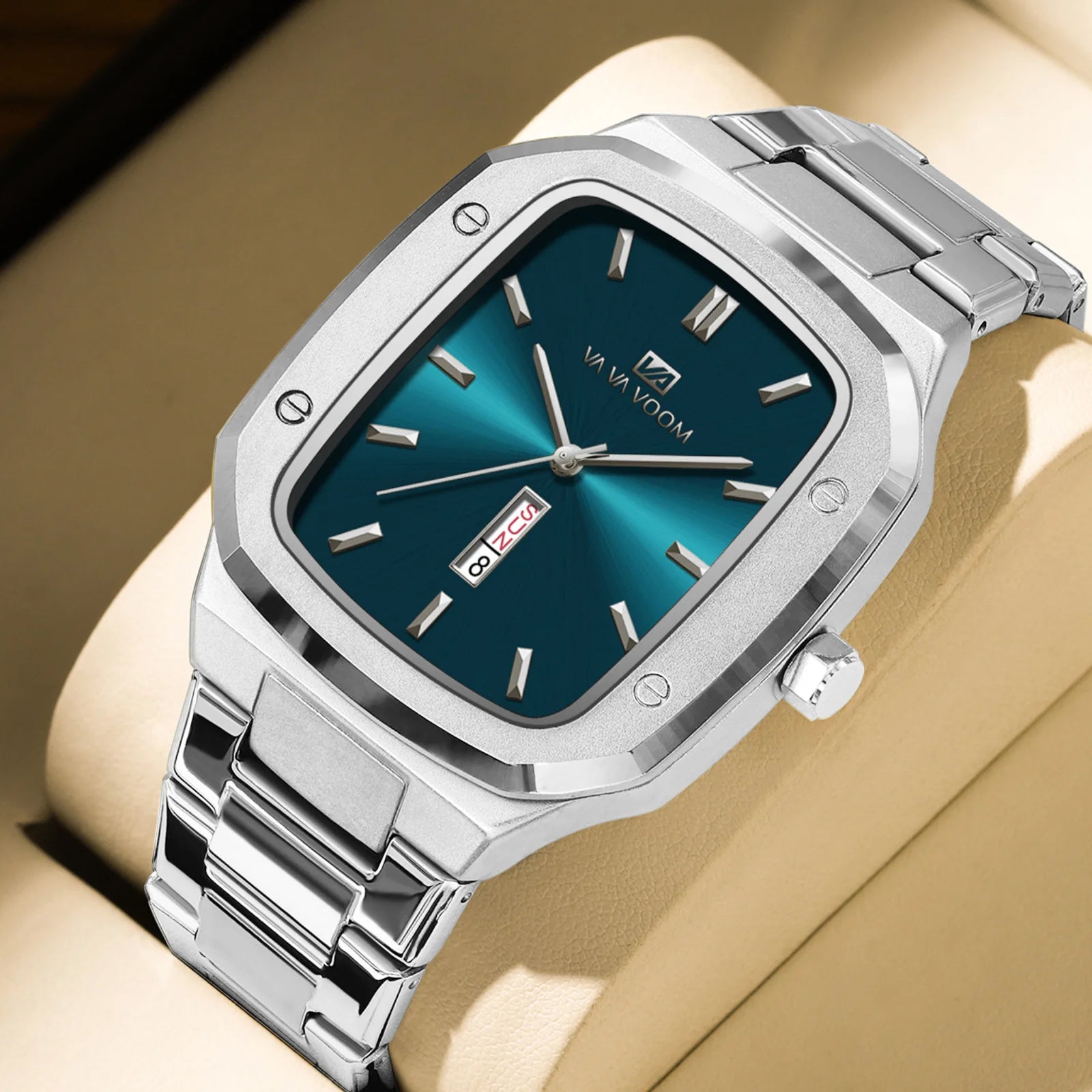 Nuevo reloj para hombre, calendario de negocios a la moda, resistente al agua, reloj de cuarzo Rectangular de acero inoxidable para hombre, relojes