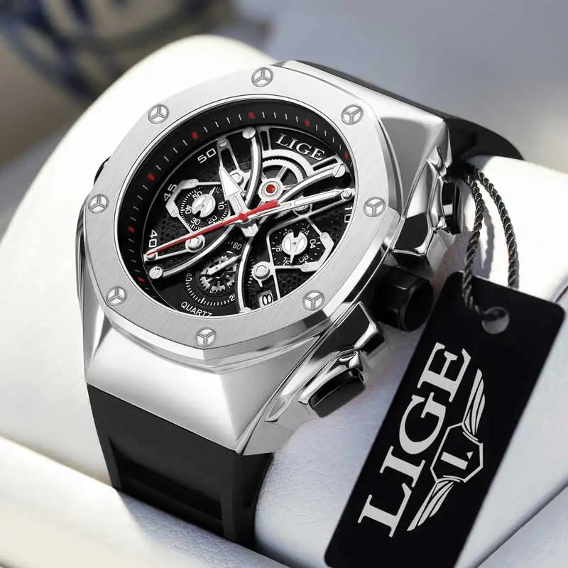 Reloj LIGE, nuevo Reloj de lujo para hombre, relojes de cuarzo para hombre, Reloj luminoso resistente al agua para hombre, Reloj de pulsera deportivo con cronógrafo y fecha