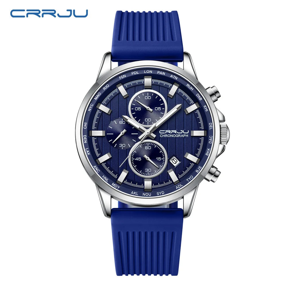 Relojes CRRJU para hombre, correa de silicona de marca superior, reloj de pulsera militar de cuarzo resistente al agua deportivo, reloj Masculino