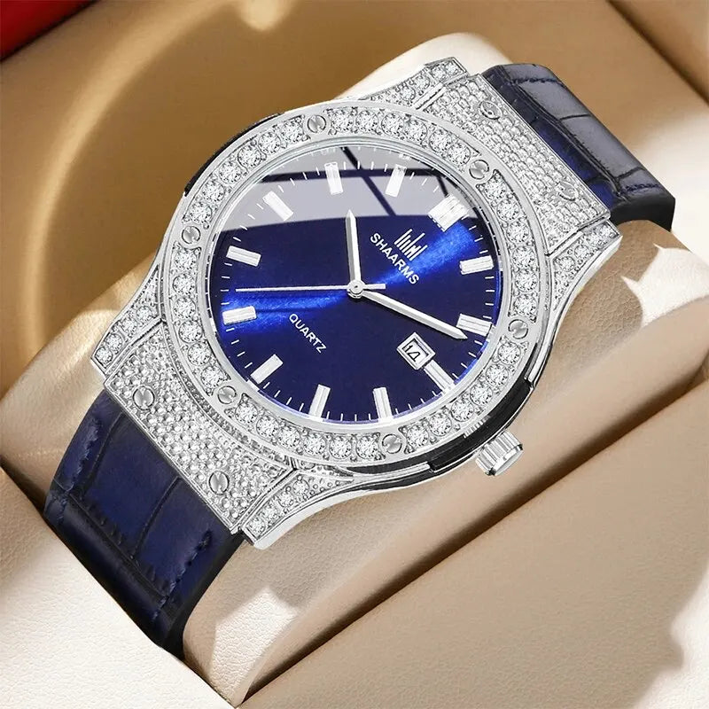Reloj de pulsera militar para hombre, cronógrafo de cuero genuino, resistente al agua, con fecha automática, Masculino