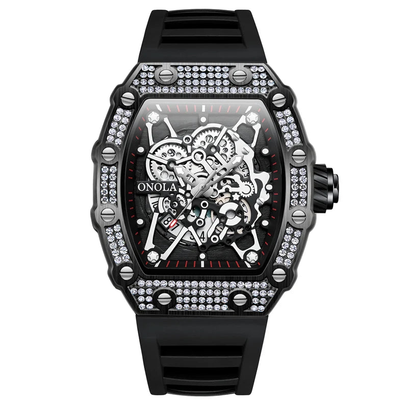 ONOLA-Reloj de lujo con incrustaciones de diamantes para hombre, pulsera de cuarzo resistente al agua con cinta, Masculino, novedad de 2022
