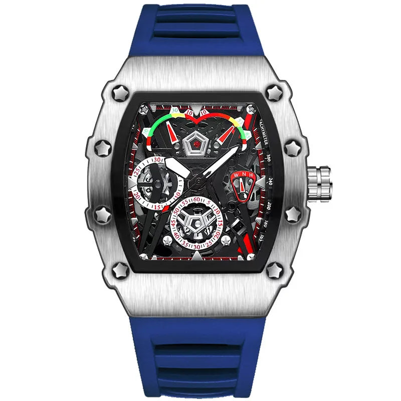 Reloj UTHAI CQ309 a la moda para hombre, reloj de cuarzo con luz nocturna resistente al agua, calendario, cubo de vino, correa de silicona, relojes para hombre