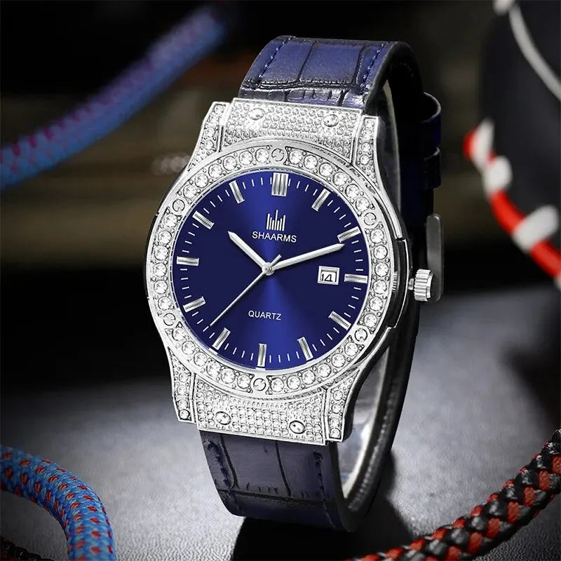Reloj de pulsera militar para hombre, cronógrafo de cuero genuino, resistente al agua, con fecha automática, Masculino