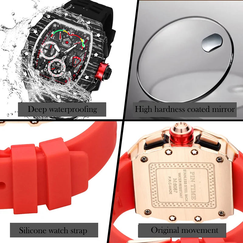 Reloj de marca superior, reloj de pulsera multifuncional de lujo, luminoso, resistente al agua, deportivo, relojes de cuarzo de Hip Hop, reloj Masculino