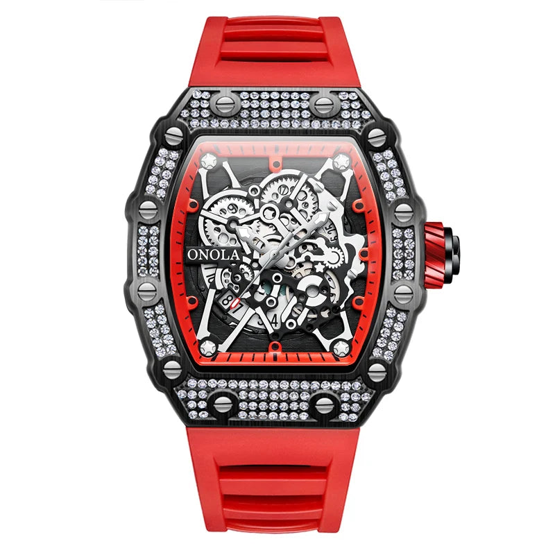 ONOLA-Reloj de lujo con incrustaciones de diamantes para hombre, pulsera de cuarzo resistente al agua con cinta, Masculino, novedad de 2022