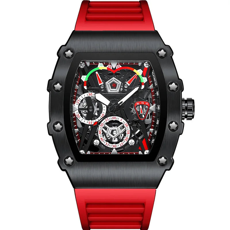 Reloj UTHAI CQ309 a la moda para hombre, reloj de cuarzo con luz nocturna resistente al agua, calendario, cubo de vino, correa de silicona, relojes para hombre