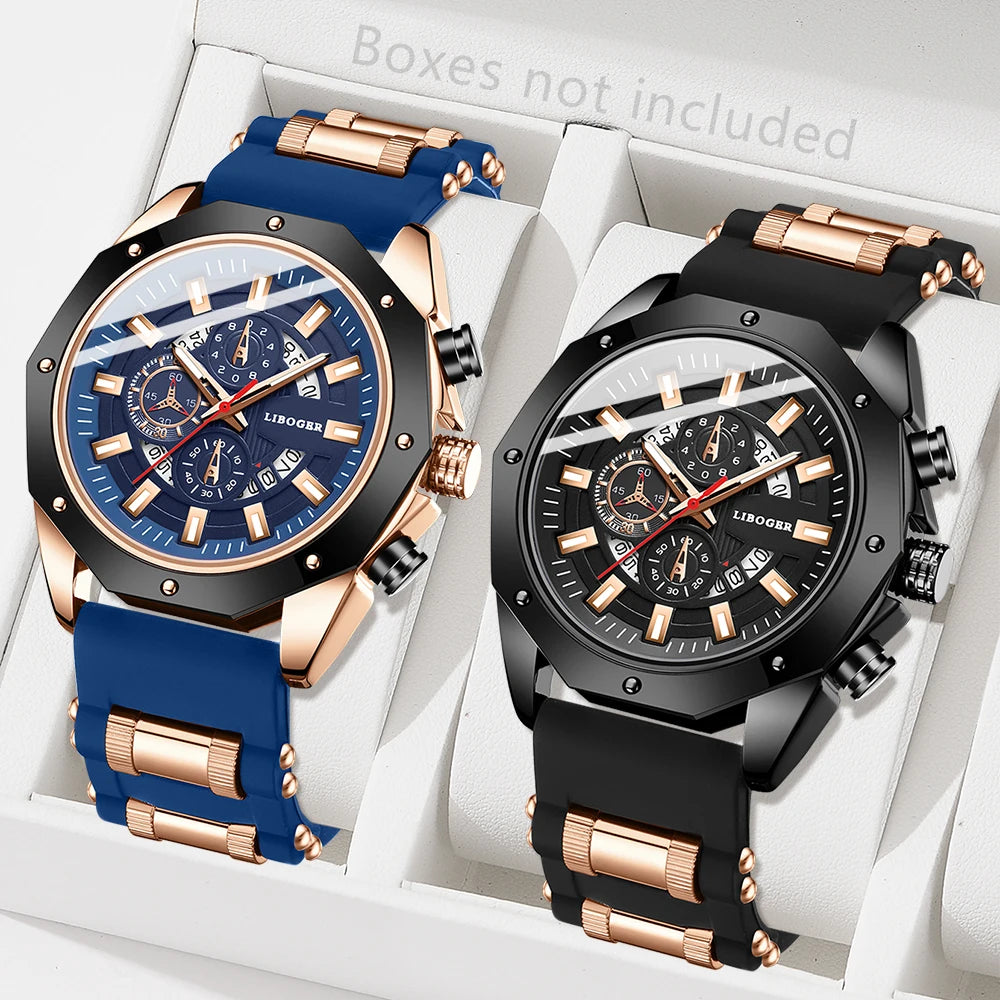 Conjunto de reloj para hombre, 2 uds., moda de negocios, clásico, tres ojos, conjunto de reloj de cuarzo, adecuado para eventos de negocios, ropa a juego