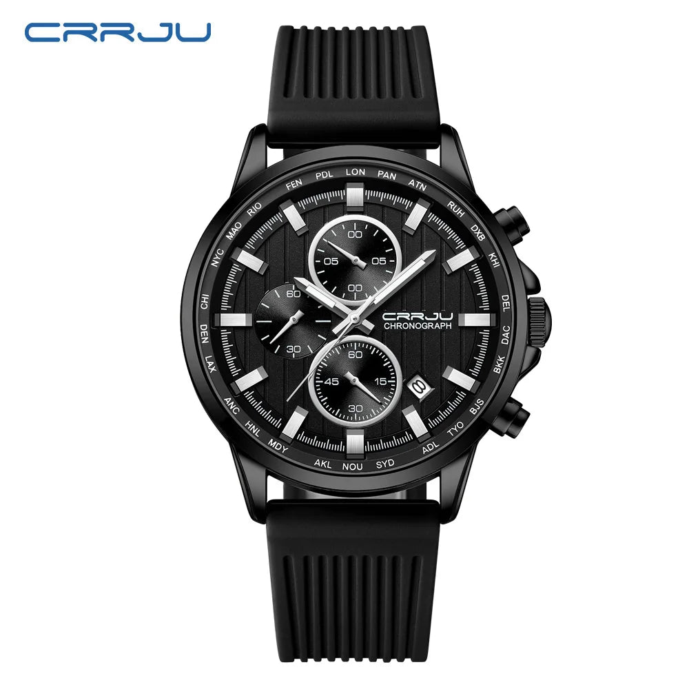 Relojes CRRJU para hombre, correa de silicona de marca superior, reloj de pulsera militar de cuarzo resistente al agua deportivo, reloj Masculino