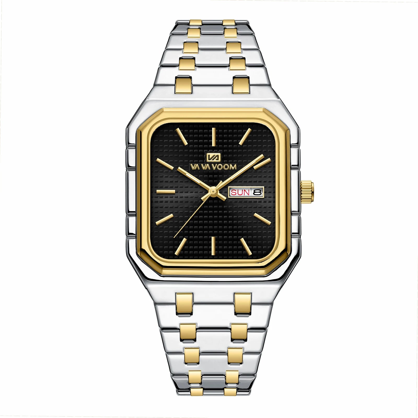 Reloj cuadrado para hombre con correa de acero inoxidable de negocios lujosa y a la moda, relojes de cuarzo con calendario Dual originales en oro azul para hombre