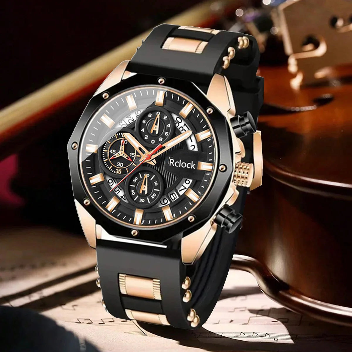 [Reloj de cuarzo analógico para hombre de moda] Reloj deportivo informal para hombre con correa de silicona, pantalla de calendario, ideal para el día de San Valentín para hombre,