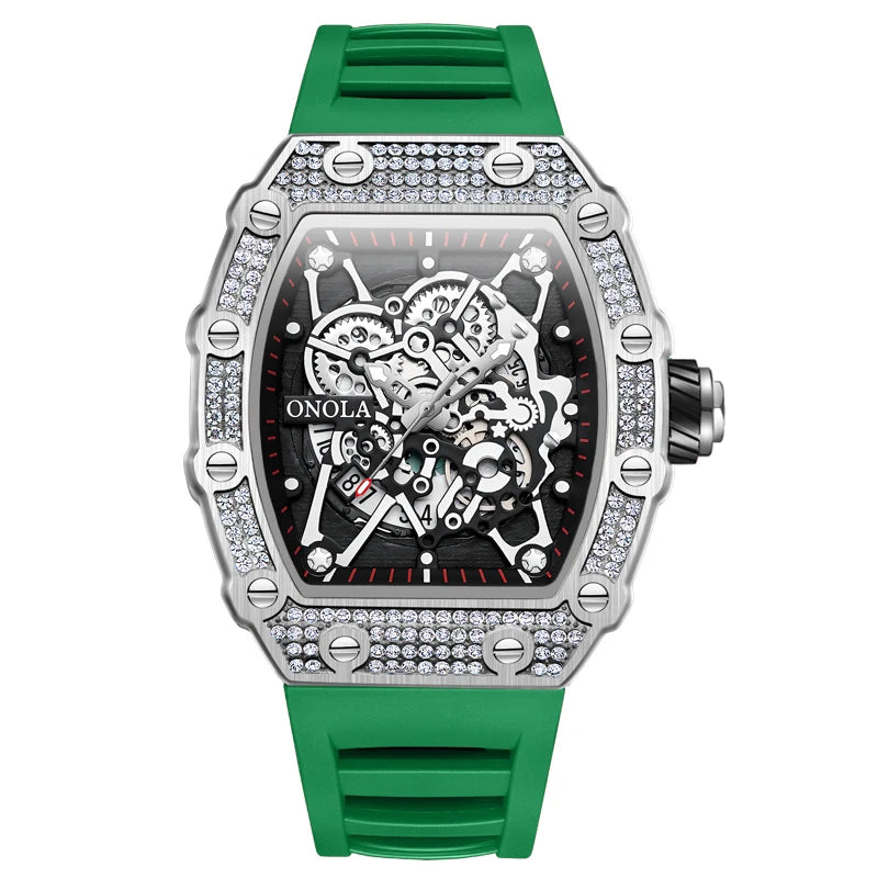 ONOLA-Reloj de lujo con incrustaciones de diamantes para hombre, pulsera de cuarzo resistente al agua con cinta, Masculino, novedad de 2022
