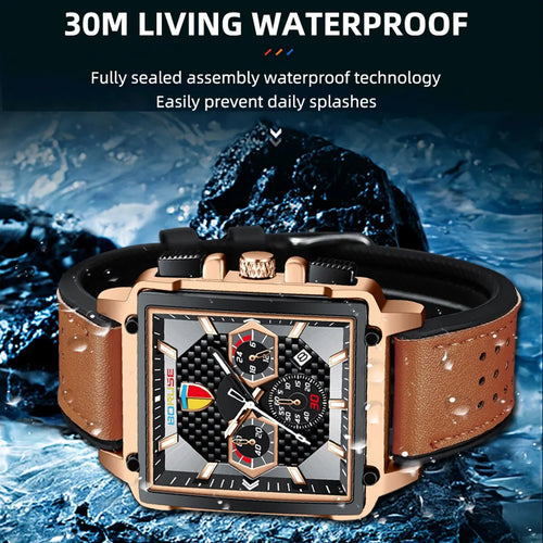 BORUSE-reloj de cuarzo deportivo para hombre, cronógrafo de pulsera, resistente al agua, con fecha, marca superior de negocios, de lujo, con caja