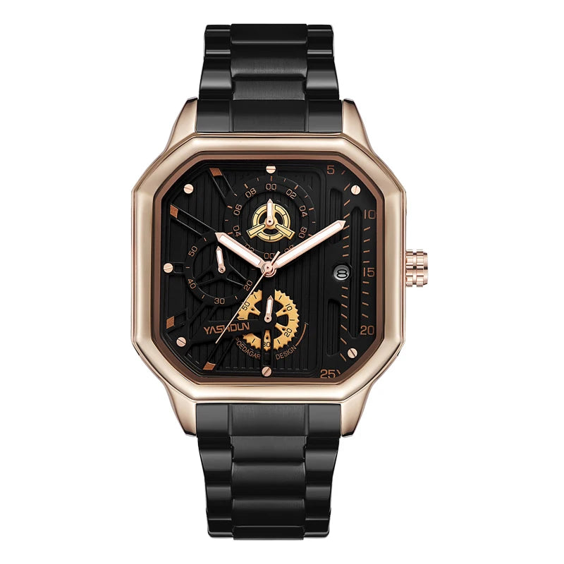 Reloj deportivo de marca para hombre, decoración de tres ojos, reloj de cuarzo cuadrado de lujo para estudiantes, es la primera opción para dar regalos