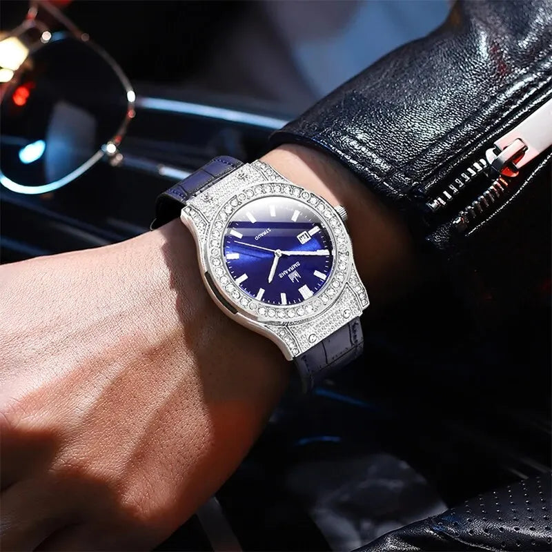 Reloj de pulsera militar para hombre, cronógrafo de cuero genuino, resistente al agua, con fecha automática, Masculino