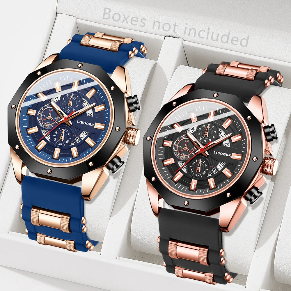 Conjunto de reloj para hombre, 2 uds., moda de negocios, clásico, tres ojos, conjunto de reloj de cuarzo, adecuado para eventos de negocios, ropa a juego
