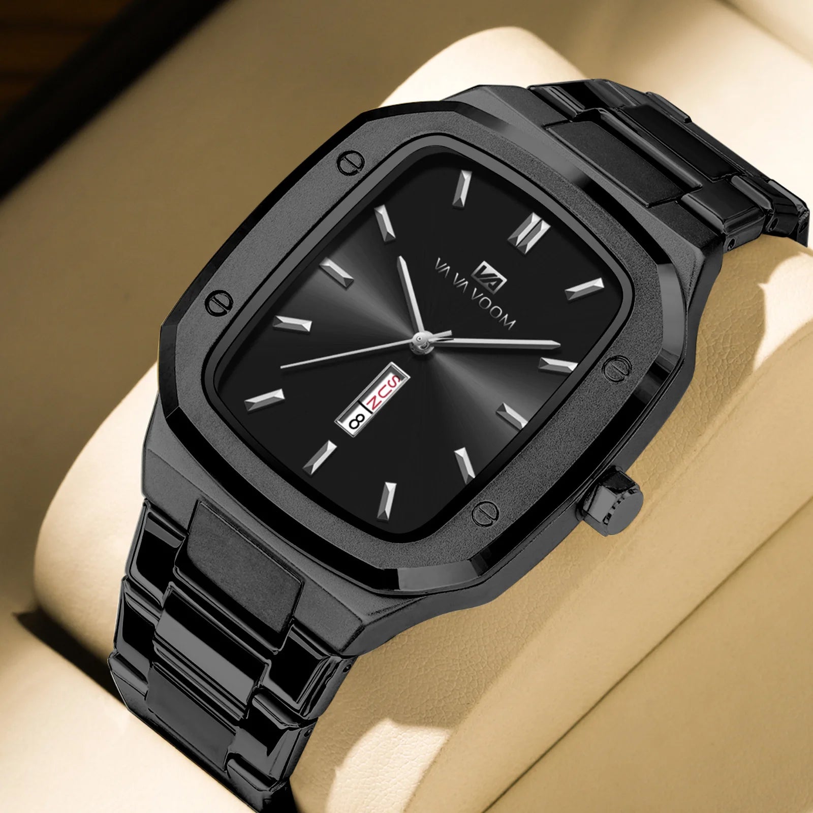 Nuevo reloj para hombre, calendario de negocios a la moda, resistente al agua, reloj de cuarzo Rectangular de acero inoxidable para hombre, relojes