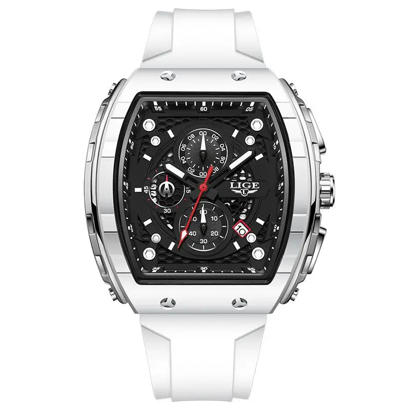 Relojes LIGE resistentes al agua para hombre, marca Original, reloj de pulsera cuadrado de silicona de lujo para hombre, cronógrafo militar de moda para hombre