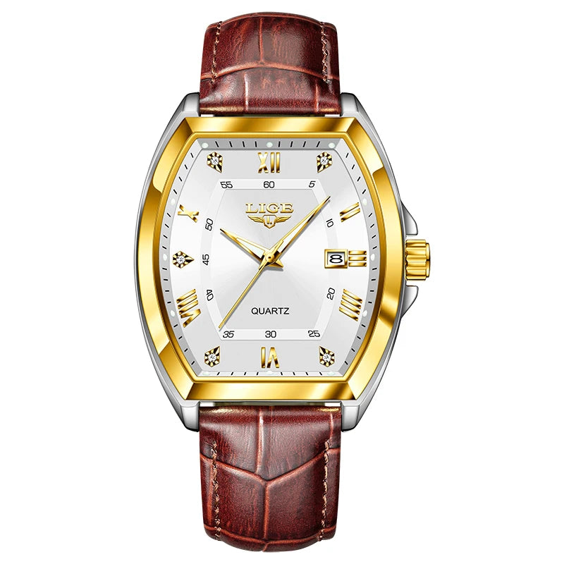 Reloj LIGE para hombre, relojes de cuarzo cuadrados resistentes al agua de lujo de marca superior para hombre, cronógrafo deportivo militar con fecha, relojes masculinos + caja