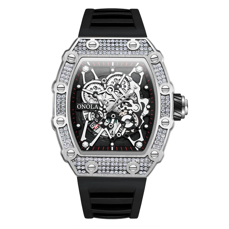 ONOLA-Reloj de lujo con incrustaciones de diamantes para hombre, pulsera de cuarzo resistente al agua con cinta, Masculino, novedad de 2022