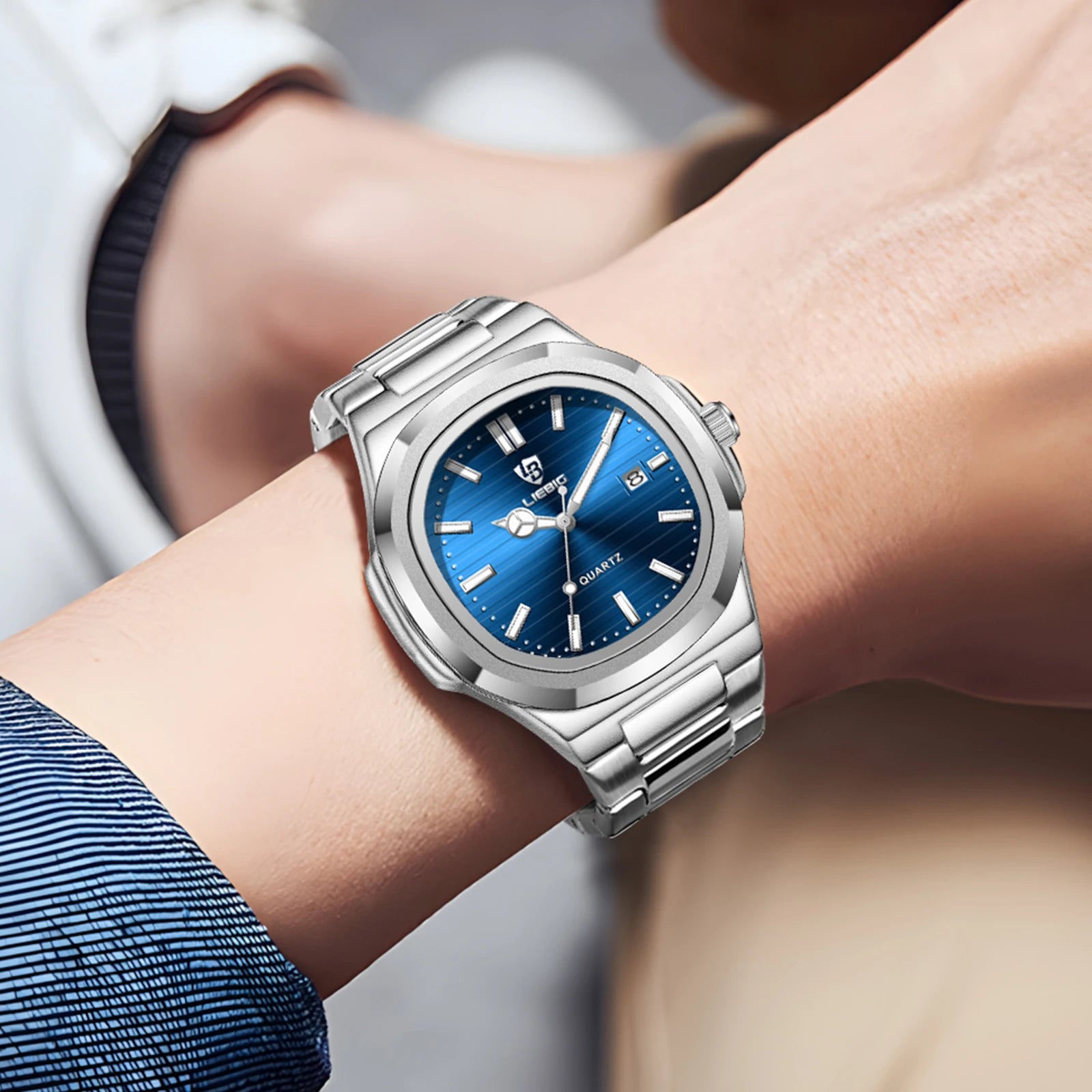 Reloj de cuarzo de lujo LIEBIG para Hombre, Reloj de pulsera resistente al agua de acero inoxidable para negocios, Reloj Simple de moda para Hombre, Reloj para Hombre