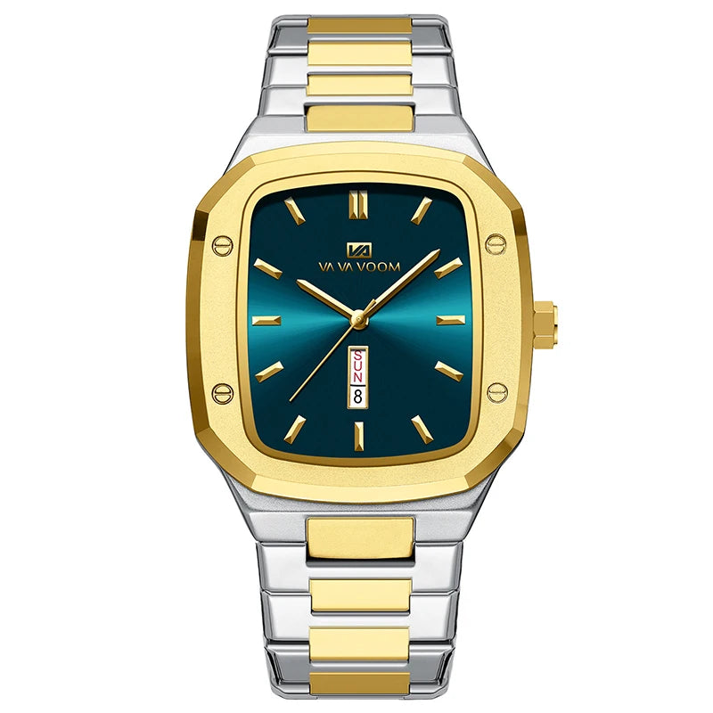 UTHAI nuevo reloj para hombre calendario de negocios de moda reloj de cuarzo Rectangular de acero inoxidable resistente al agua RELOJ HOMBRE V0029