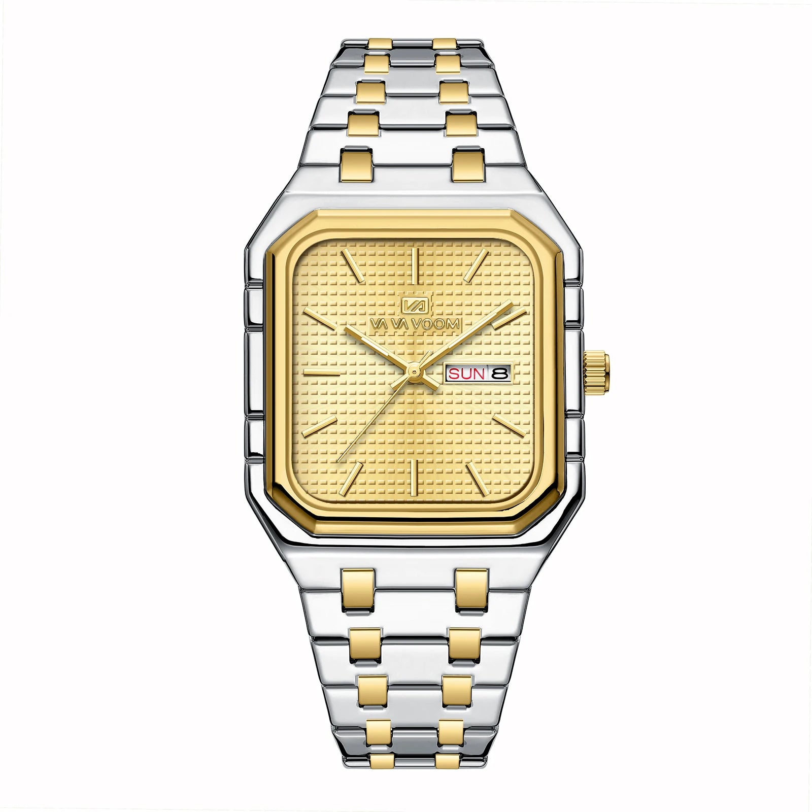 Reloj cuadrado para hombre con correa de acero inoxidable de negocios lujosa y a la moda, relojes de cuarzo con calendario Dual originales en oro azul para hombre