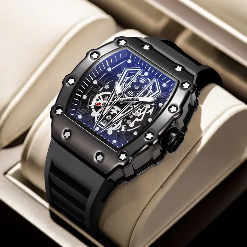 Reloj deportivo UTHAI BK131 para hombre, reloj de cuarzo con forma de barril de vino a la moda, relojes con luz nocturna y calendario resistente al agua para hombre