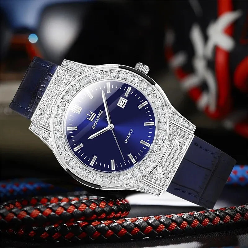 Reloj de pulsera militar para hombre, cronógrafo de cuero genuino, resistente al agua, con fecha automática, Masculino
