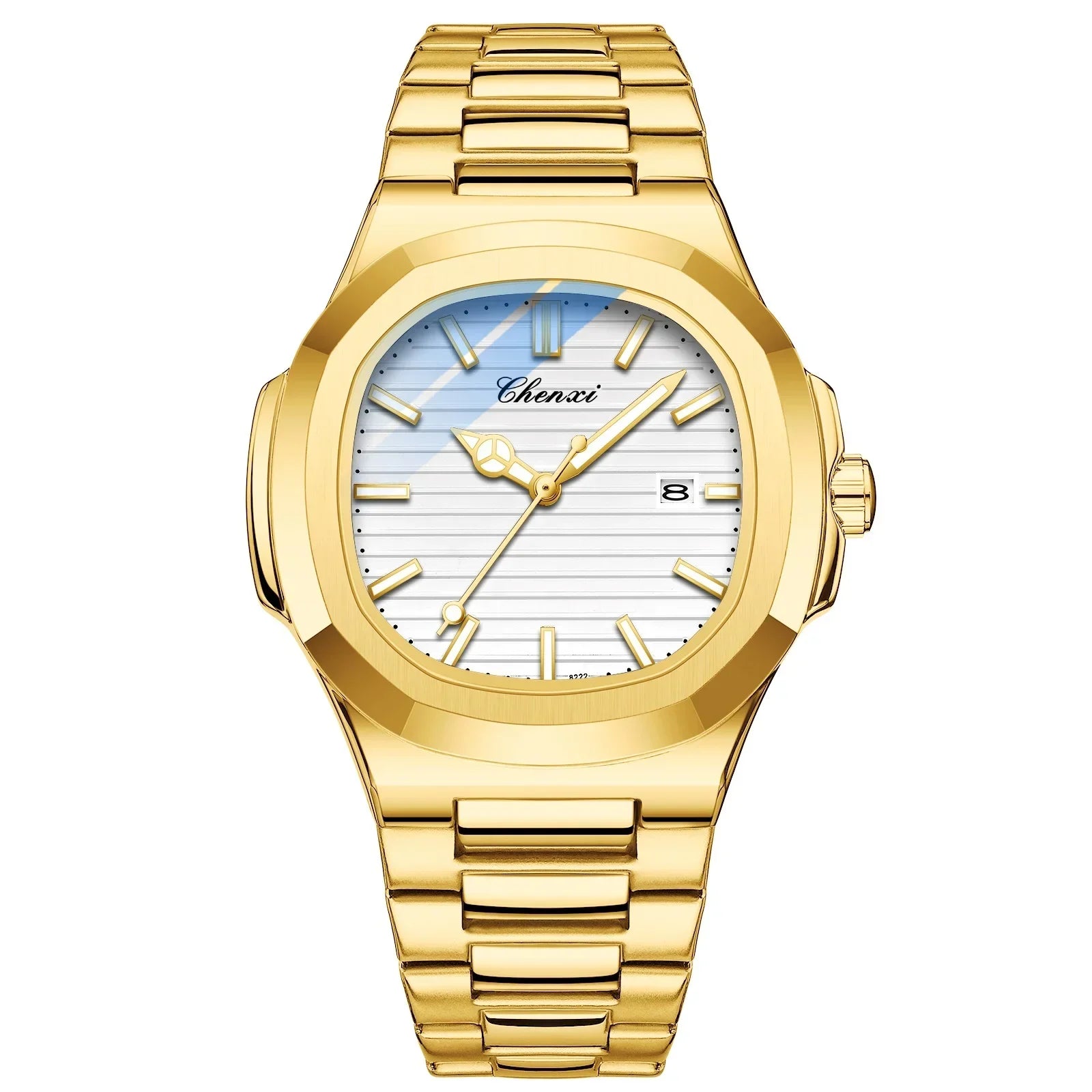 CHENXI, reloj informal para hombre, marca superior, moda, esfera cuadrada, calendario, relojes de pulsera de cuarzo, reloj masculino resistente al agua de acero inoxidable