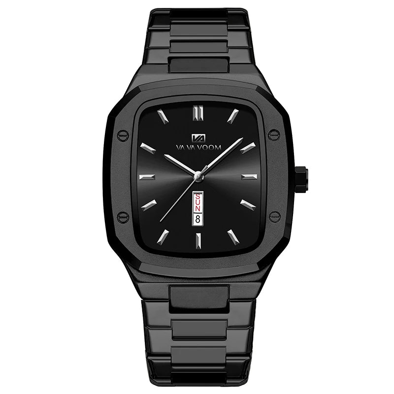UTHAI nuevo reloj para hombre calendario de negocios de moda reloj de cuarzo Rectangular de acero inoxidable resistente al agua RELOJ HOMBRE V0029