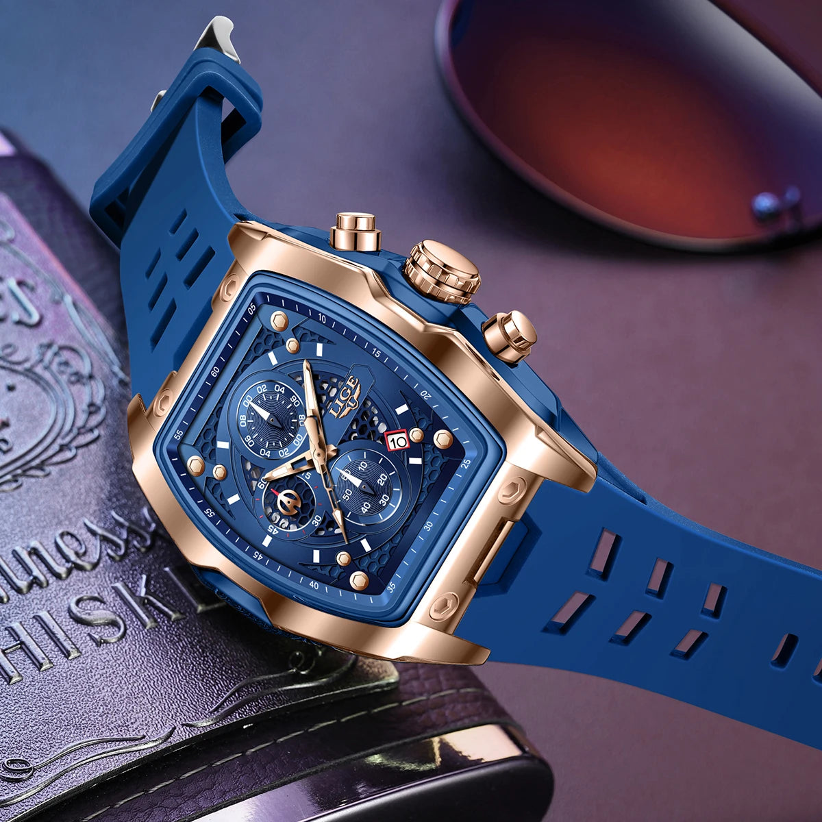 Reloj Masculino LIGE para hombre, reloj de pulsera de cuarzo resistente al agua de lujo, cronógrafo luminoso con fecha, reloj deportivo de silicona, relojes para hombre