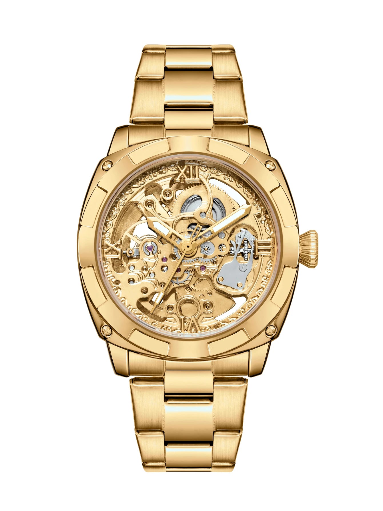 LONGLUX 2025New reloj mecánico automático para hombre, relojes de lujo, esqueleto resistente al agua, reloj de regalo de acero inoxidable al por mayor para negocios