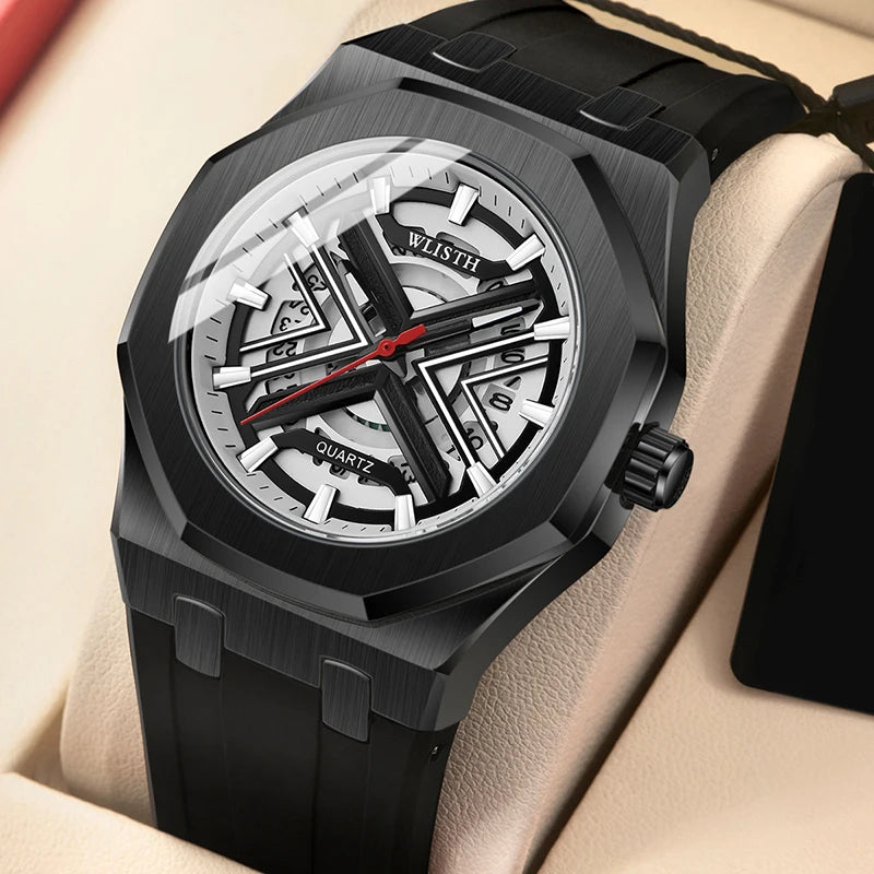 2025 nuevos relojes de moda para Hombre, Reloj de cuarzo con Esfera Grande de lujo, correa de silicona informal, relojes deportivos para Hombre, Reloj para Hombre + caja