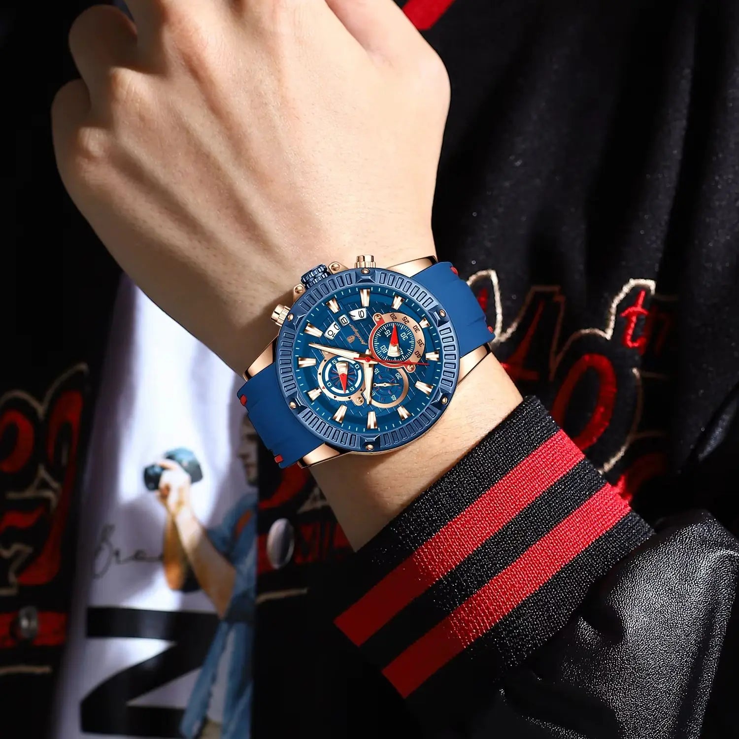 Reloj POEDAGAR de lujo para hombre, correa de silicona, cronógrafo con fecha, reloj de pulsera para hombre, relojes deportivos militares luminosos resistentes al agua de cuarzo para hombre