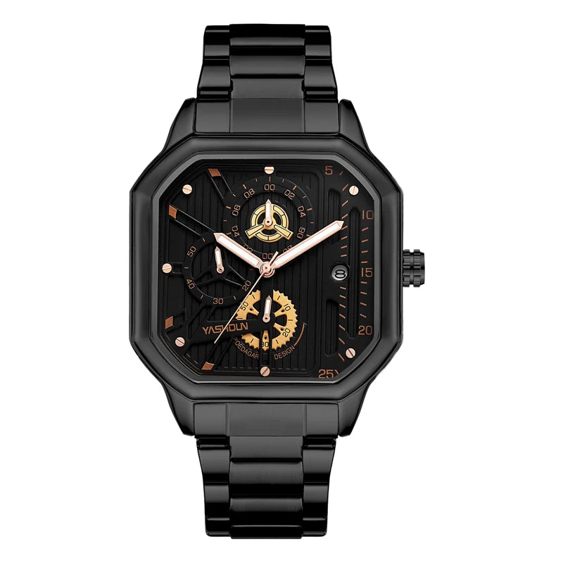Reloj deportivo de marca para hombre, decoración de tres ojos, reloj de cuarzo cuadrado de lujo para estudiantes, es la primera opción para dar regalos