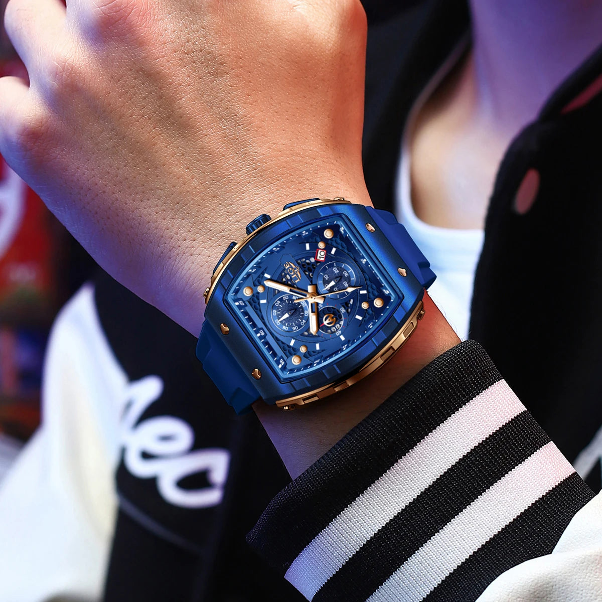 Relojes LIGE resistentes al agua para hombre, marca Original, reloj de pulsera cuadrado de silicona de lujo para hombre, cronógrafo militar de moda para hombre