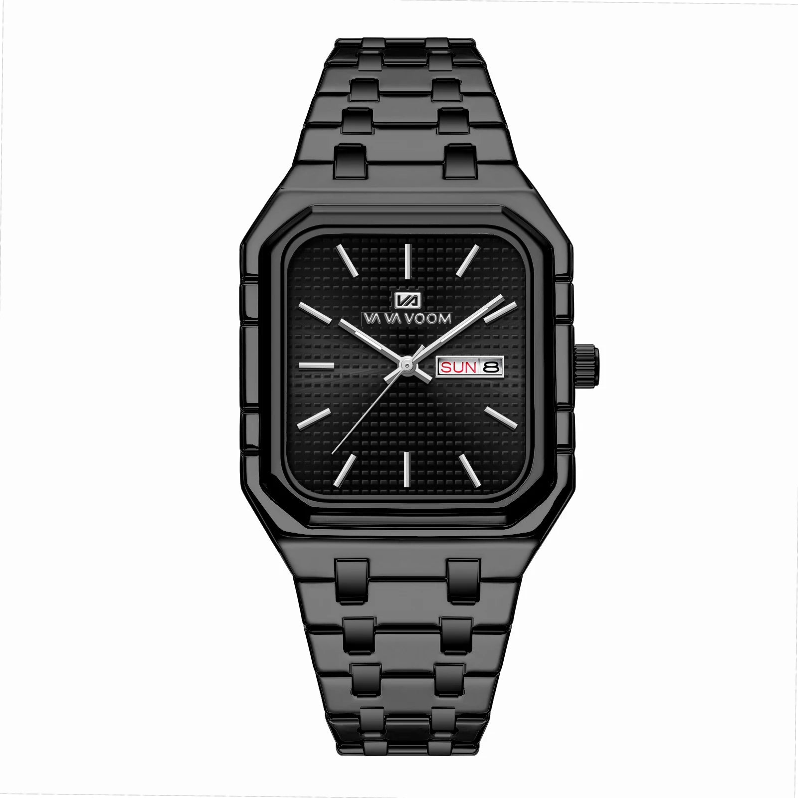 Reloj cuadrado para hombre con correa de acero inoxidable de negocios lujosa y a la moda, relojes de cuarzo con calendario Dual originales en oro azul para hombre