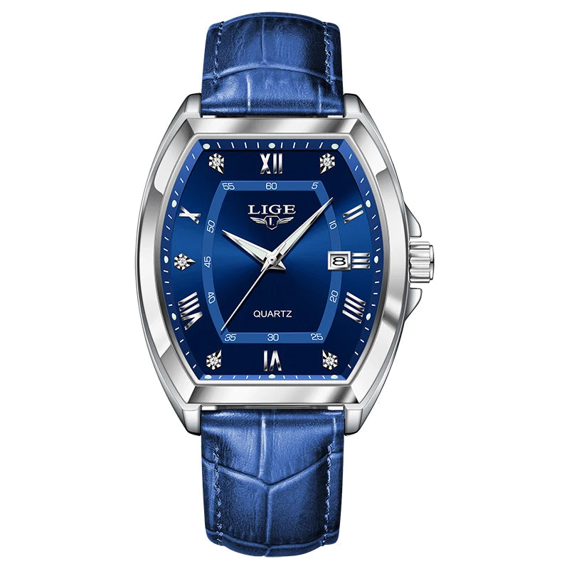 Reloj LIGE para hombre, relojes de cuarzo cuadrados resistentes al agua de lujo de marca superior para hombre, cronógrafo deportivo militar con fecha, relojes masculinos + caja