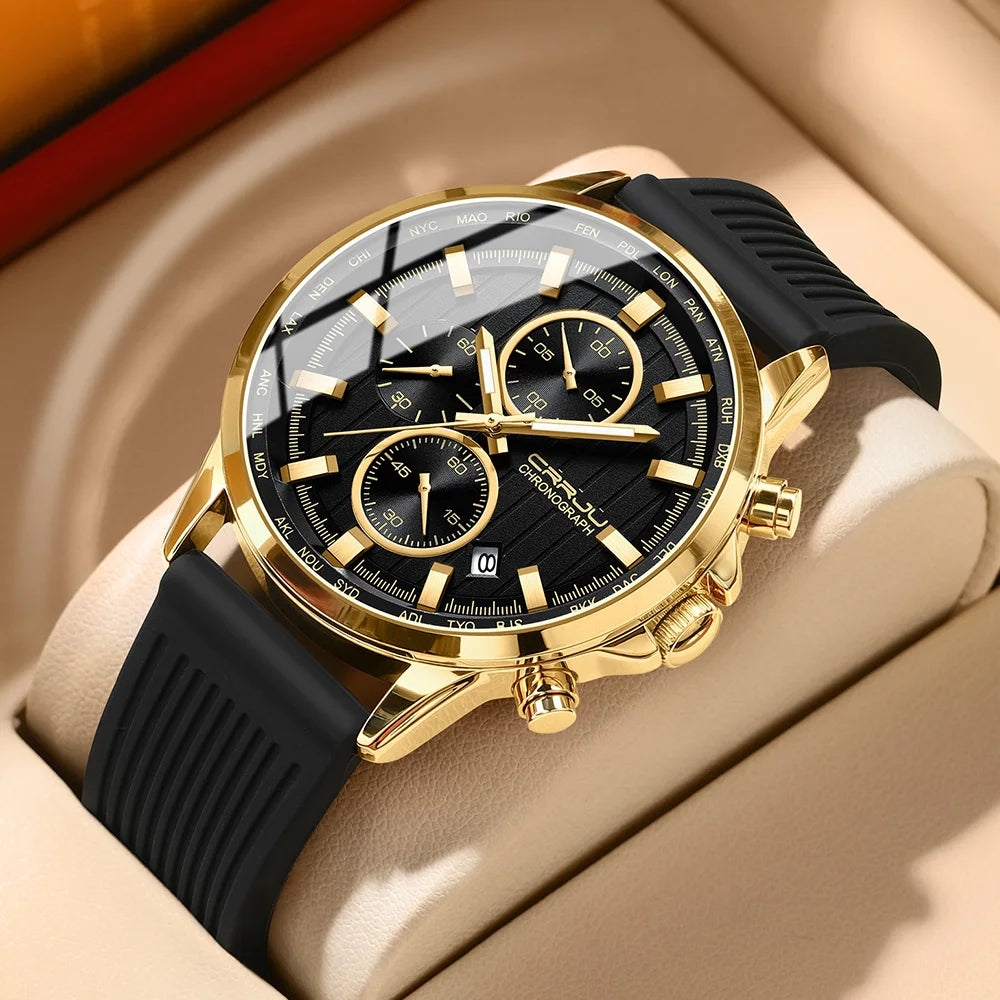Relojes CRRJU para hombre, correa de silicona de marca superior, reloj de pulsera militar de cuarzo resistente al agua deportivo, reloj Masculino