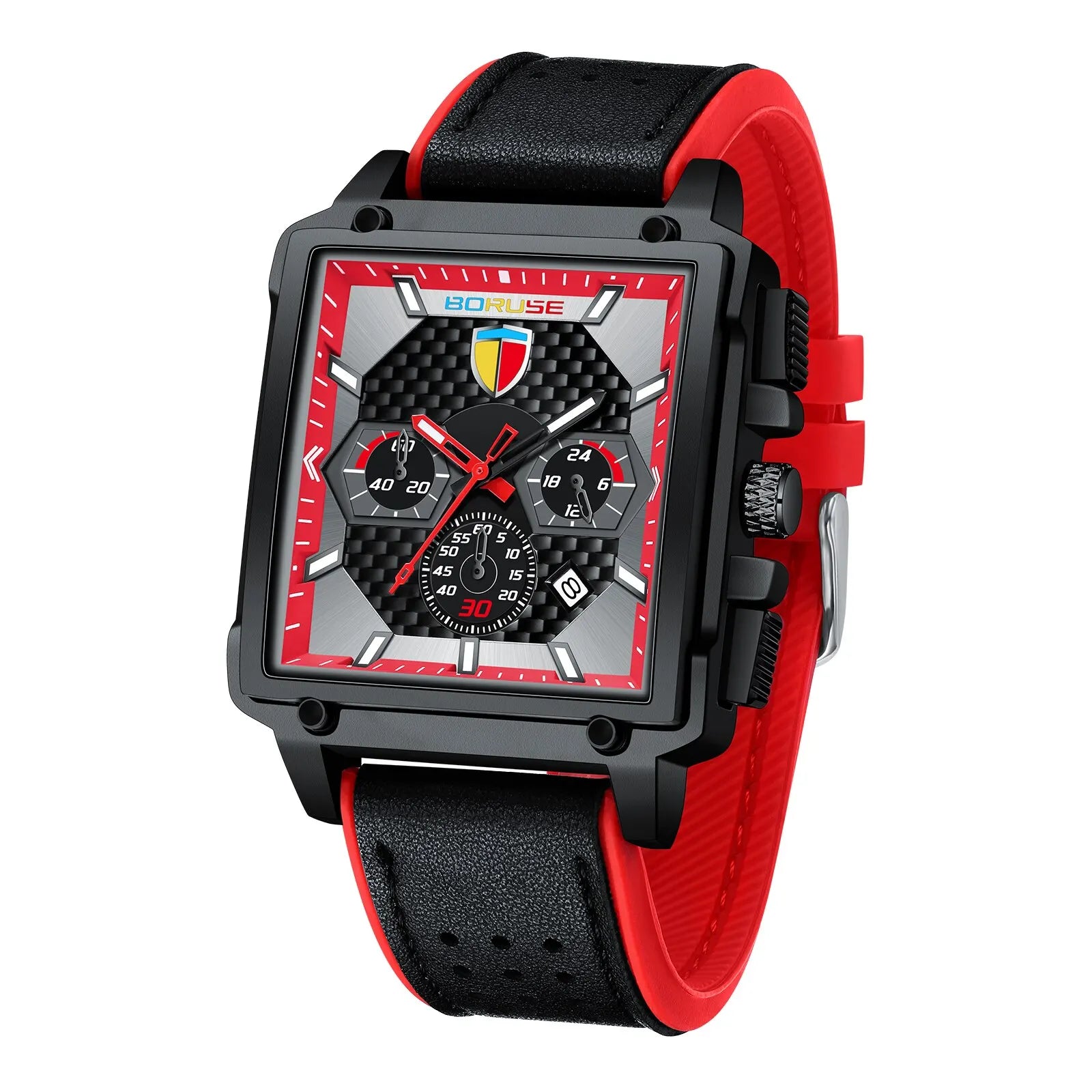 BORUSE-reloj de cuarzo deportivo para hombre, cronógrafo de pulsera, resistente al agua, con fecha, marca superior de negocios, de lujo, con caja