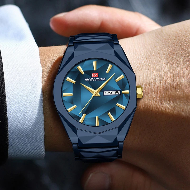 Reloj para hombre, negocios y ocio, calendario doble, resistente al agua, correa de acero inoxidable, esfera que cambia de Color, reloj de cuarzo, regalo