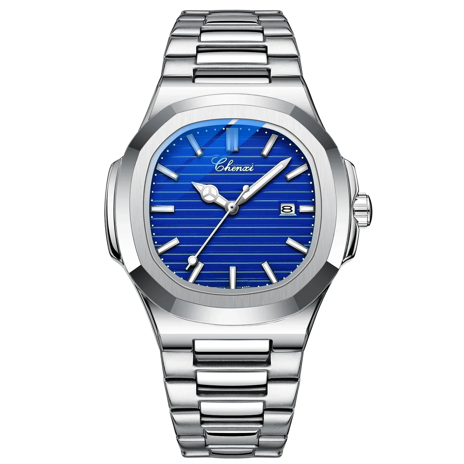 CHENXI, reloj informal para hombre, marca superior, moda, esfera cuadrada, calendario, relojes de pulsera de cuarzo, reloj masculino resistente al agua de acero inoxidable