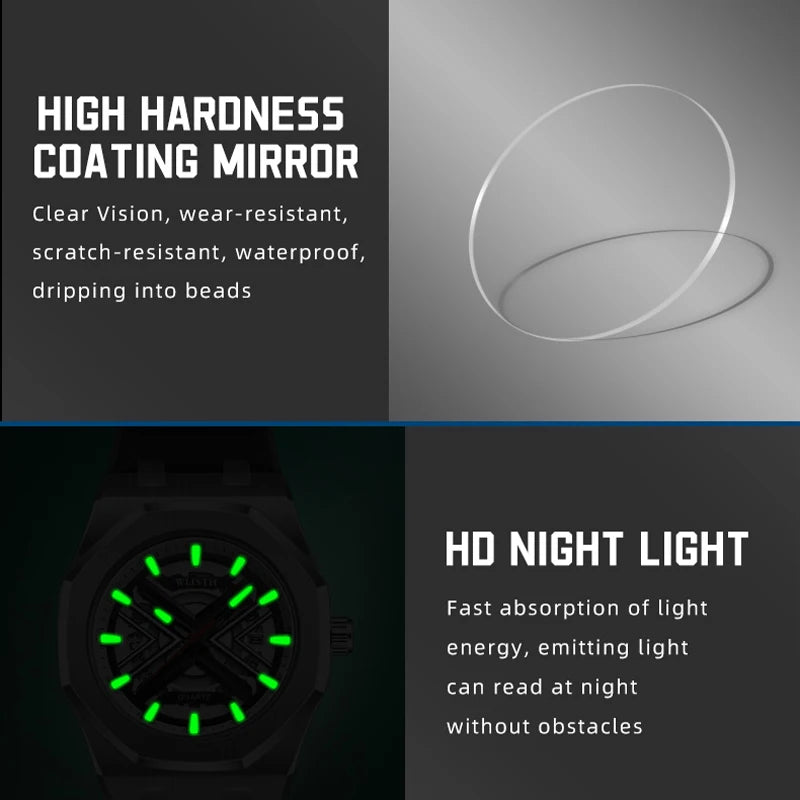2025 nuevos relojes de moda para Hombre, Reloj de cuarzo con Esfera Grande de lujo, correa de silicona informal, relojes deportivos para Hombre, Reloj para Hombre + caja