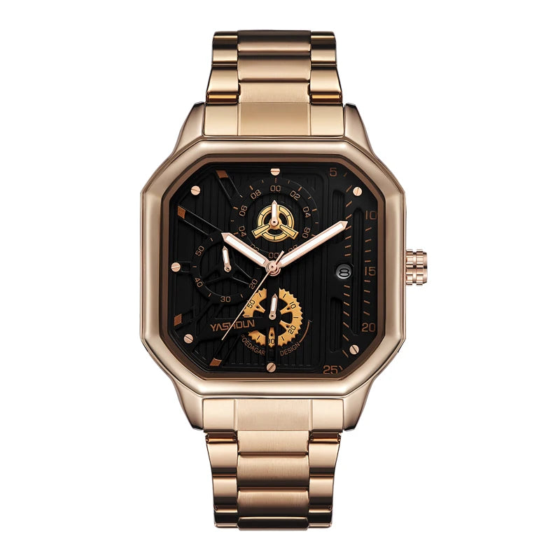 Reloj deportivo de marca para hombre, decoración de tres ojos, reloj de cuarzo cuadrado de lujo para estudiantes, es la primera opción para dar regalos