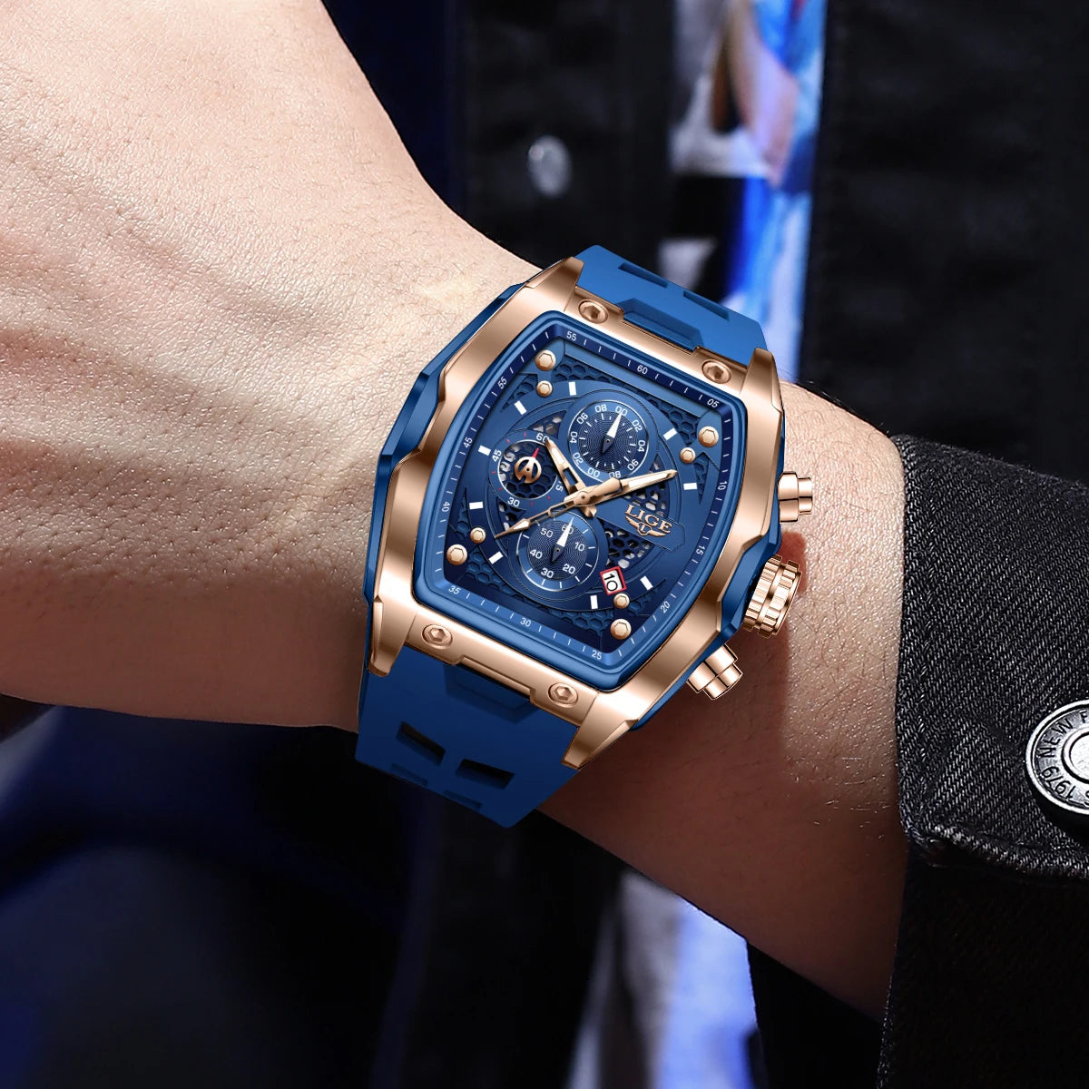 Reloj Masculino LIGE para hombre, reloj de pulsera de cuarzo resistente al agua de lujo, cronógrafo luminoso con fecha, reloj deportivo de silicona, relojes para hombre