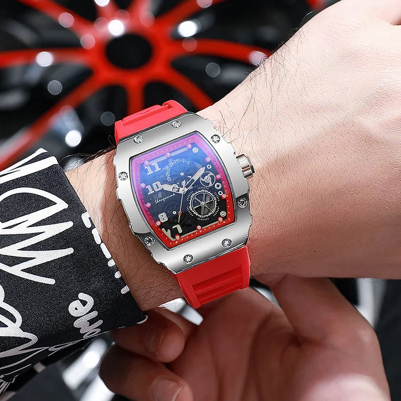 Nuevos relojes de lujo a la moda para hombre, reloj de cuarzo informal de gelatina de silicona grande para regalos, relojes de pulsera masculinos