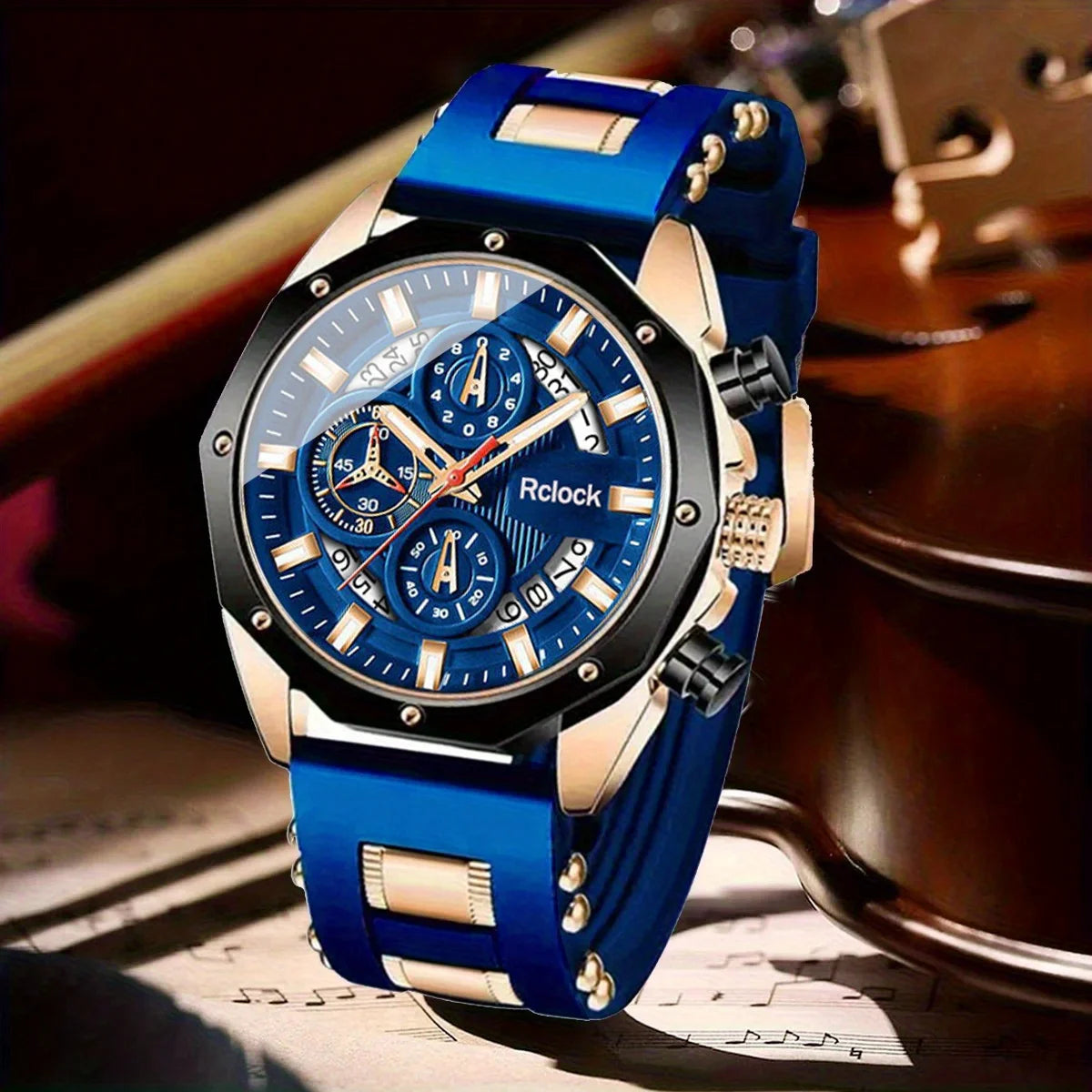 [Reloj de cuarzo analógico para hombre de moda] Reloj deportivo informal para hombre con correa de silicona, pantalla de calendario, ideal para el día de San Valentín para hombre,